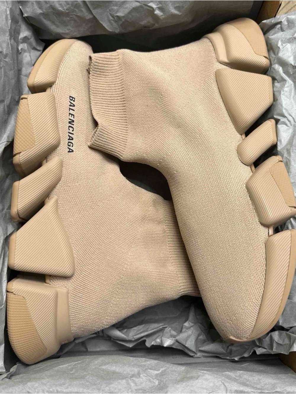 Balenciaga Men’s Nude/Tan Speed Trainer Sock Sneakers